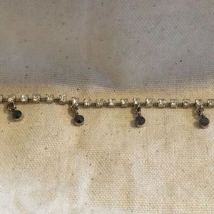 Silver-tone Rhinestone w/4 Black Dangly Bracelet